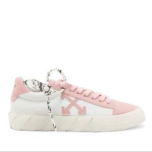 Off-White Vulcanized Canvas & Suede Low-Top Sneaks